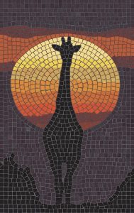 Giraffe Sunset Mosaic Art – 30×47 cm