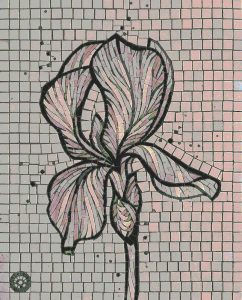 Elegant Iris Flower Mosaic Art – 60×75 cm
