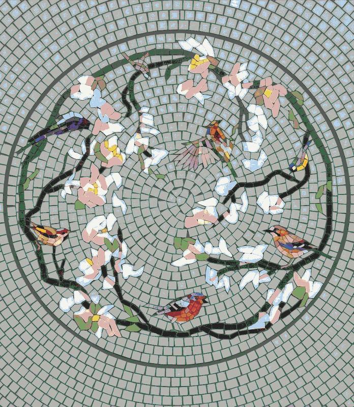 Birds in Blossom Mosaic Art