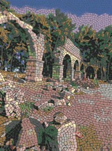 Ancient Ruins Mosaic Art – Stone Arches in Nature