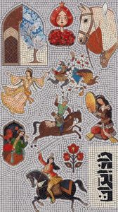 Traditional Persian Style Mosaic Art – Cultural Figures