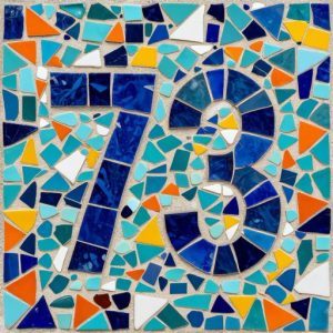 Custom Trencadís Mosaic House Number 73