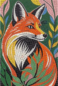 Vibrant Red Fox Mosaic Art – 15×22 cm