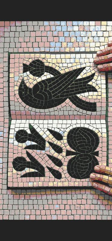 Abstract Black and Pastel Mosaic Wall Art