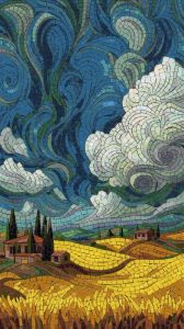 Swirling Skies Mosaic Landscape Art
