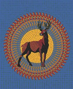 Majestic Stag Mosaic Art – Golden Sunburst