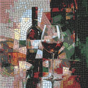 Red Wine Still Life Mosaic Art