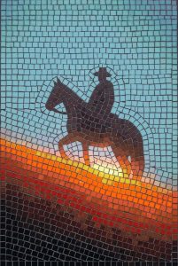 Silhouette of a Horse Rider Mosaic Art