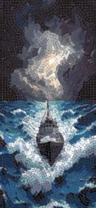 Ship’s Journey Mosaic Art – Dramatic Ocean Scene