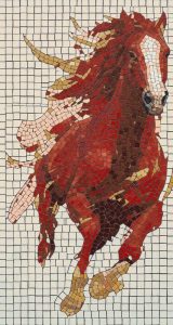 Majestic Red Horse Mosaic Art – 60×110 cm