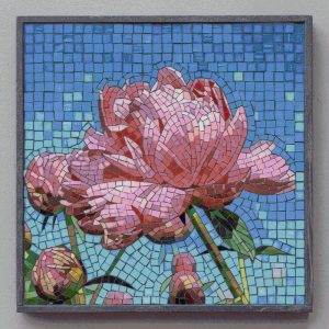 Pink Peonies Mosaic Art – 30×30 cm