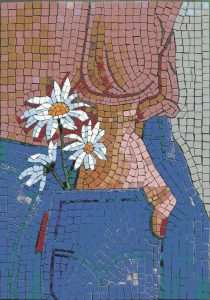 White Daisies Mosaic Art – Nature-Inspired Wall Decor
