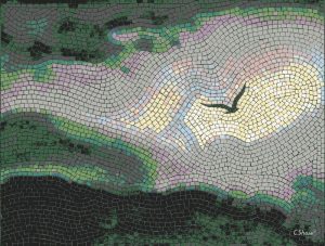 Mosaic Art: Solitary Bird in Flight