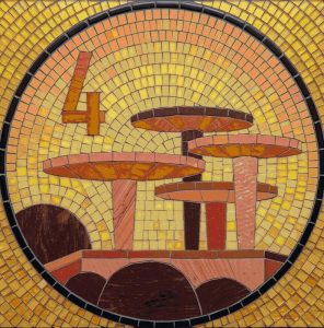 Abstract Golden Mosaic with Geometric Forms