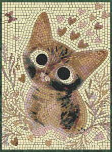 Cute Mosaic Cat Art – Whimsical Animal Portrait
