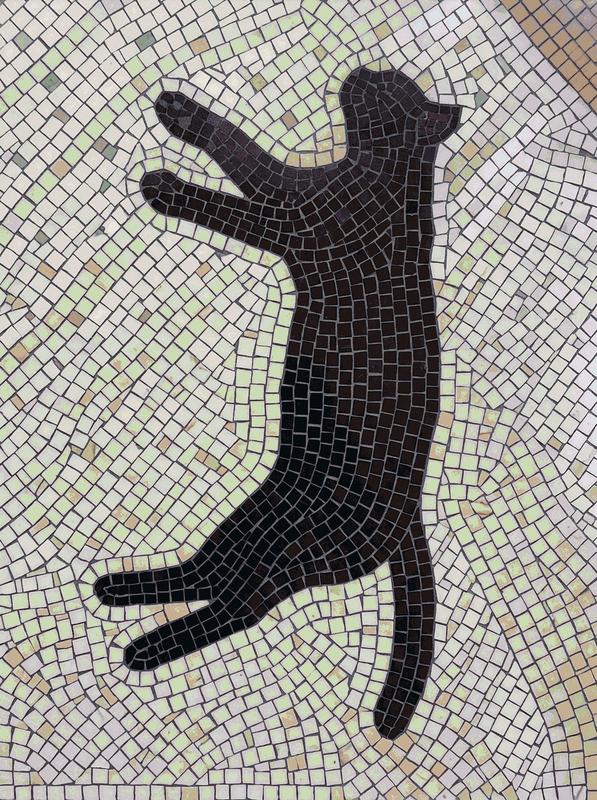 Black Cat Silhouette Mosaic Art - 60x80 cm