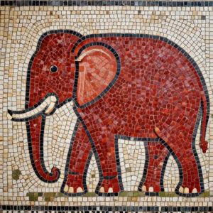 Nomadic Red Elephant Mosaic Art – Opus Tessellatum