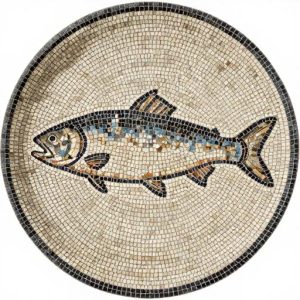 Custom Opus Tessellatum Perch Fish Mosaic Plate