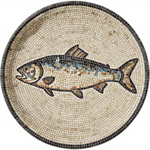 Custom Opus Tessellatum Perch Fish Mosaic Plate