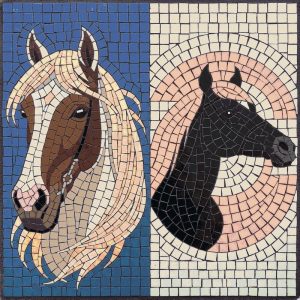 Dual Horse Portraits Mosaic Art