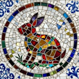 Multicolored Rabbit Mosaic Art – Gzhel Style