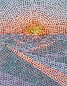 Radiant Sunrise Mosaic Art – Nature Landscape
