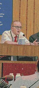 Mosaic Portrait of a Man in a Red Tie