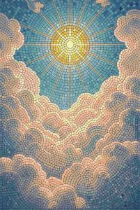 Radiant Sun and Clouds Mosaic Art
