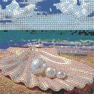 Pearl in a Seashell Mosaic Art – 25×25 cm