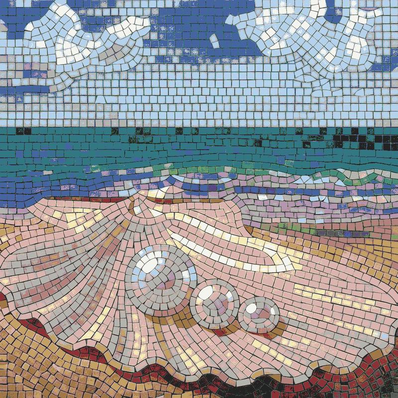 Pearl in a Seashell Mosaic Art - 25x25 cm