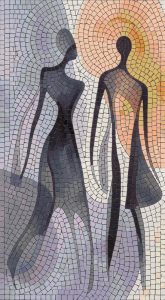 Eternal Bond – Stylized Human Figures Mosaic Art