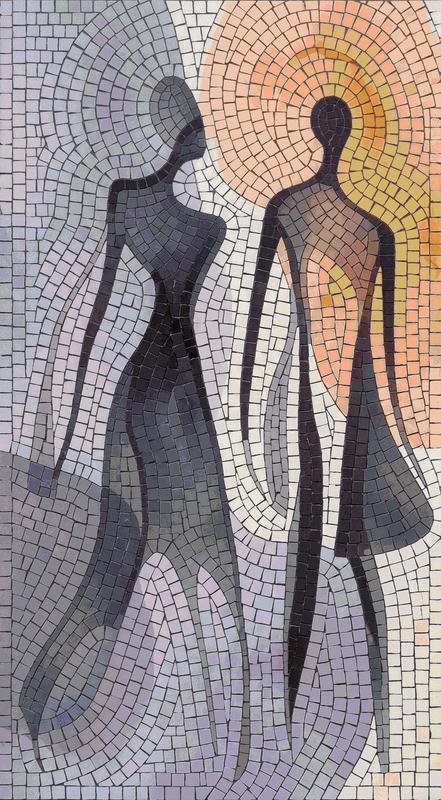 Eternal Bond - Stylized Human Figures Mosaic Art