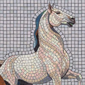 Majestic White Horse Mosaic Art – 200×200 cm