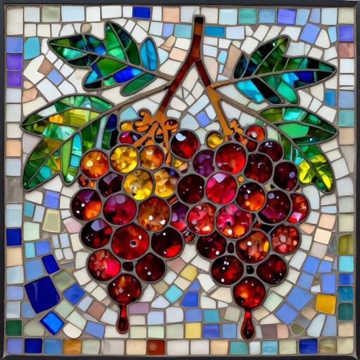 Pomegranate Still Life Mosaic Art - Custom Opus Incertum