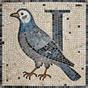 White-Headed Pigeon Mosaic Art – Opus Tessellatum Style