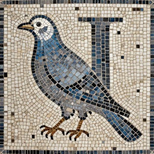 White-Headed Pigeon Mosaic Art - Opus Tessellatum Style