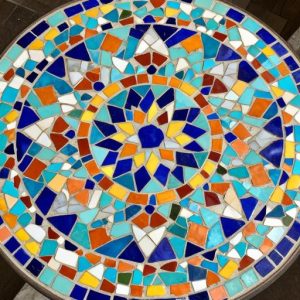 Custom Trencadís Mosaic Round Table – Indian Mandala Design