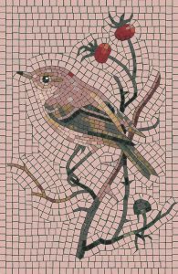 Elegant Mosaic Bird on a Berry Branch