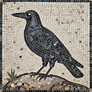 Black Raven on Stone Mosaic Art – Opus Tessellatum