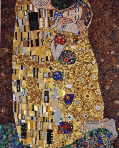 Golden Embrace Mosaic Art – Klimt Inspired