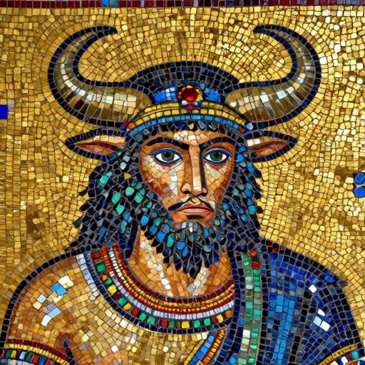 Minotaur Byzantine Style Mosaic Art