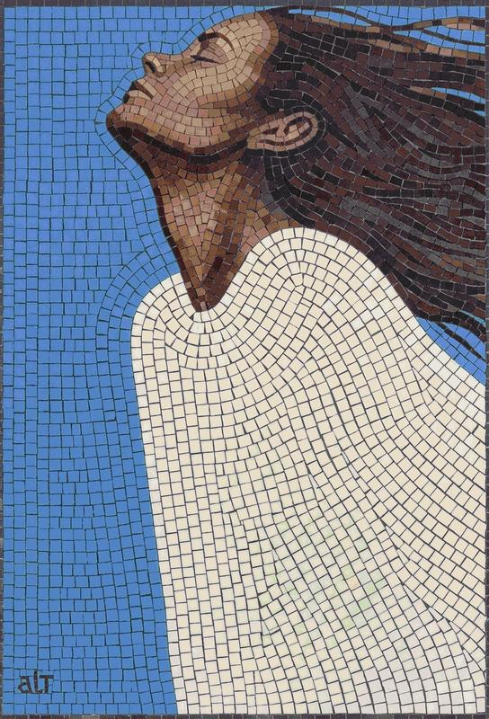 Serene Moment Mosaic Art - Peaceful Portrait