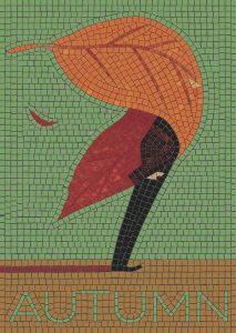 Autumn Mosaic Art – Stylized Seasonal Leaves