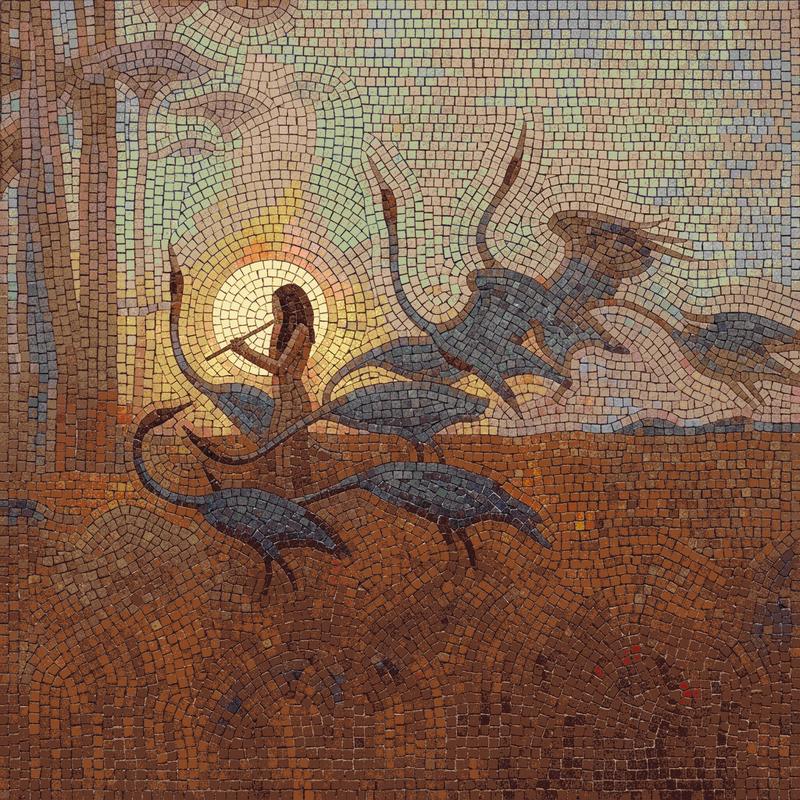 Flute Player and Cranes Mosaic Art