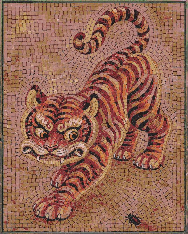 Vibrant Mosaic Tiger Art - Handcrafted Style