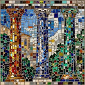 Roman Columns Mosaic Art – Opus Incertum Style