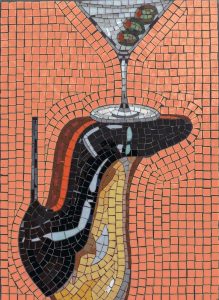 Surreal Martini Mosaic Art – Modern Abstract Decor