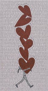 Mosaic Art: Figure Carrying Hearts