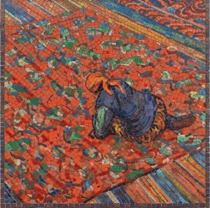 Contemplative Figure Mosaic Art