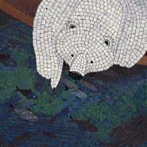 Polar Bear Fishing Mosaic Art – 60×60 cm
